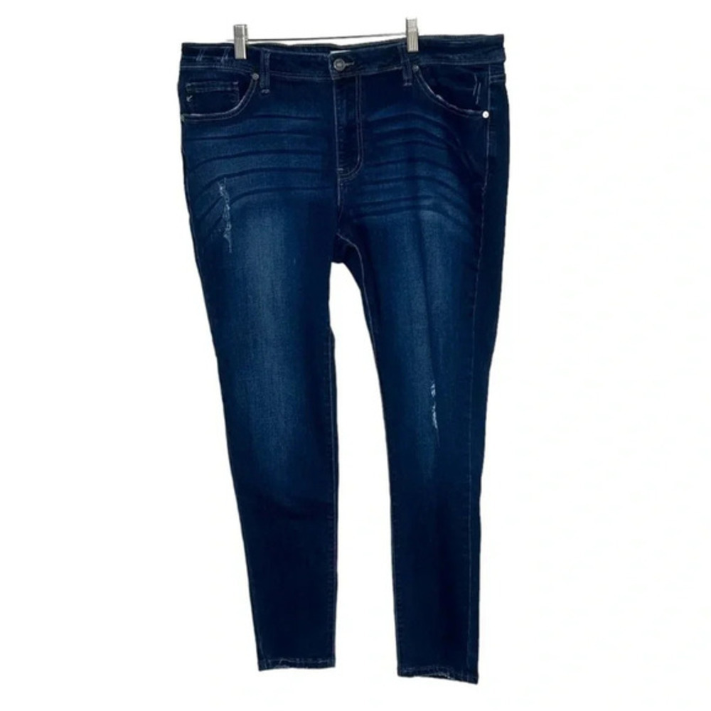 KanCan Skinny Jeans 3XL Dark Wash Distressed Frayed Hem Stretch Denim KC6034D-B